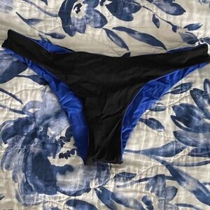 Black and blue reversible bikini bottoms